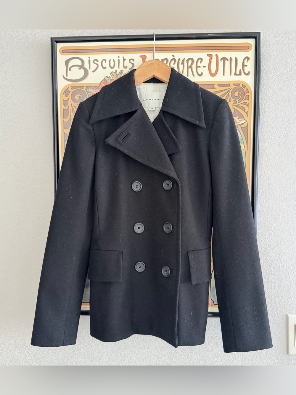 Banana Republic Women's Black Wool Blend Peacoat - XS